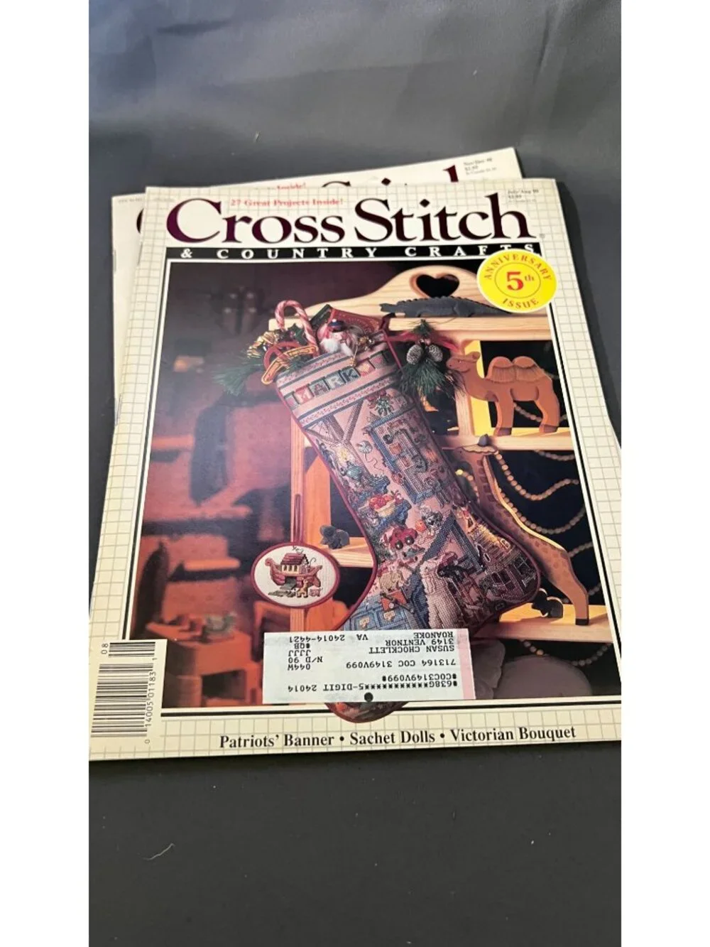 5 Vintage Cross Stitch & Country Crafts Magazine Lot